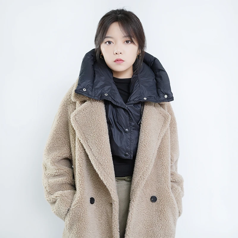 羽绒防寒帽假帽领保暖男女百搭套头白鸭绒帽 21343