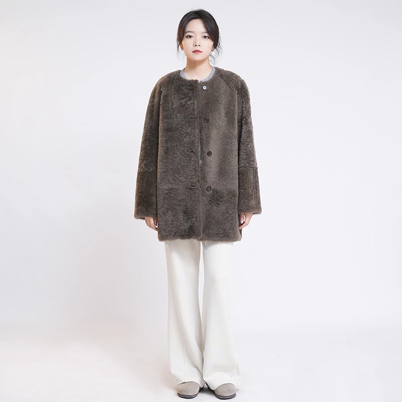 西班牙之光 进口拉贡皮毛一体双面可穿简约柔感皮草外套 246269