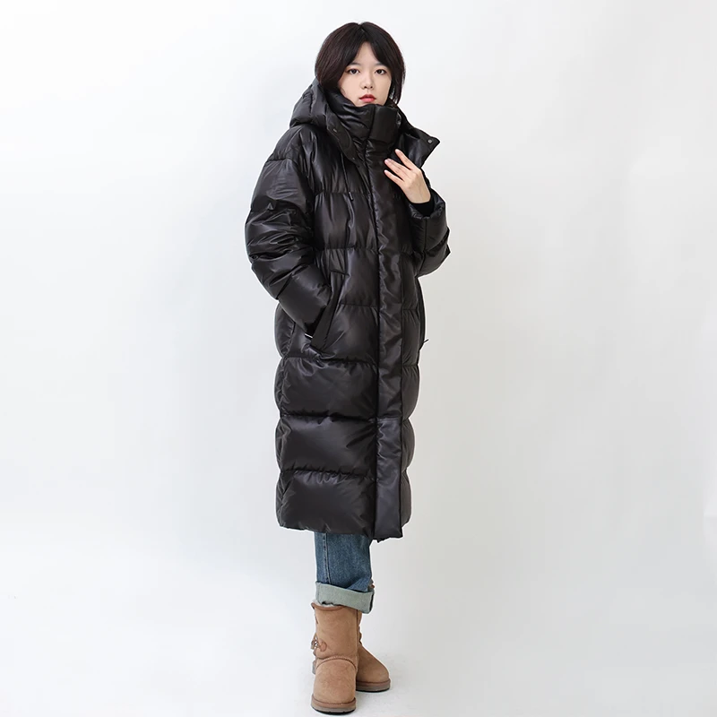 长款女进口绵羊皮皮羽绒90白鹅绒服24612