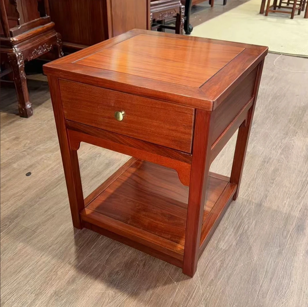 新中式原木家具床头柜储物柜榫卯结构免安装简约方几