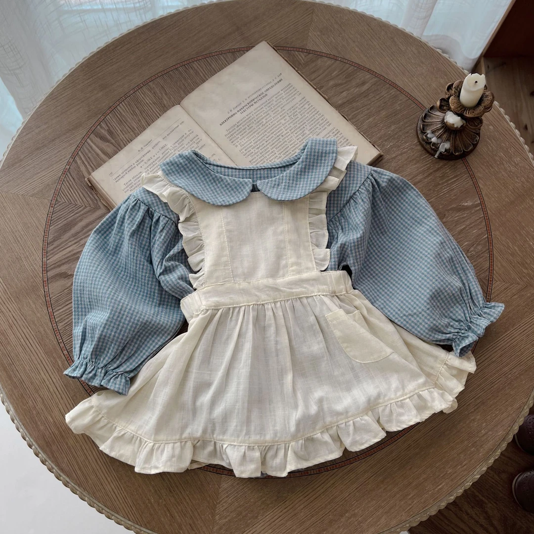 婴幼儿衣服女宝宝洋气秋季套装6-12个月长袖包屁衣格子纯棉连体衣