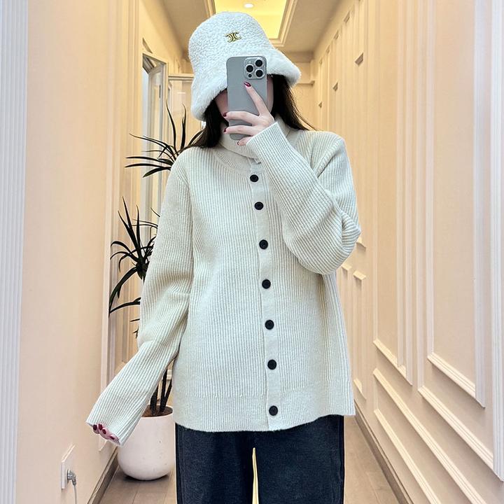 孕妇装秋冬新品高领毛衣开衫外套冬季新款时尚长袖宽松保暖针织衫