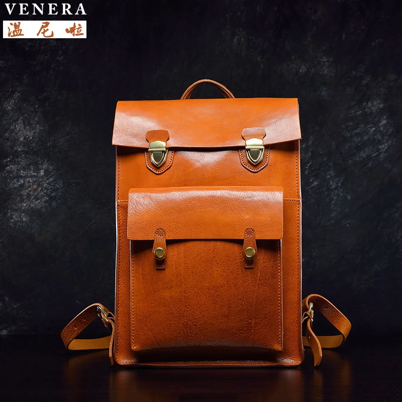 真皮背包头层牛皮双肩包商务电脑包潮流韩版手提出差旅行轻奢经典