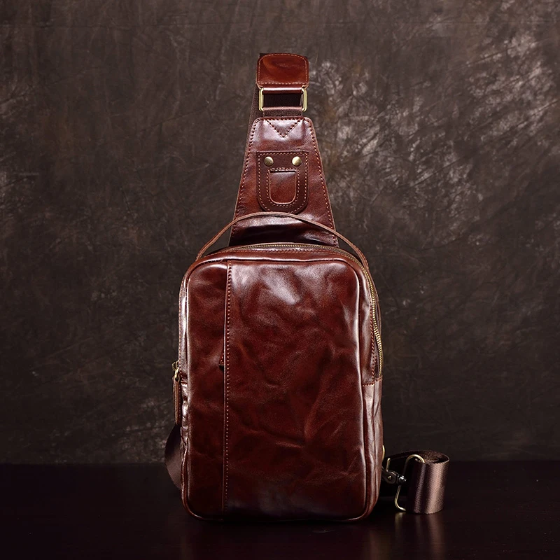 真皮胸包牛皮男包时尚休闲潮流斜挎包户外韩版个性潮男单肩包新款
