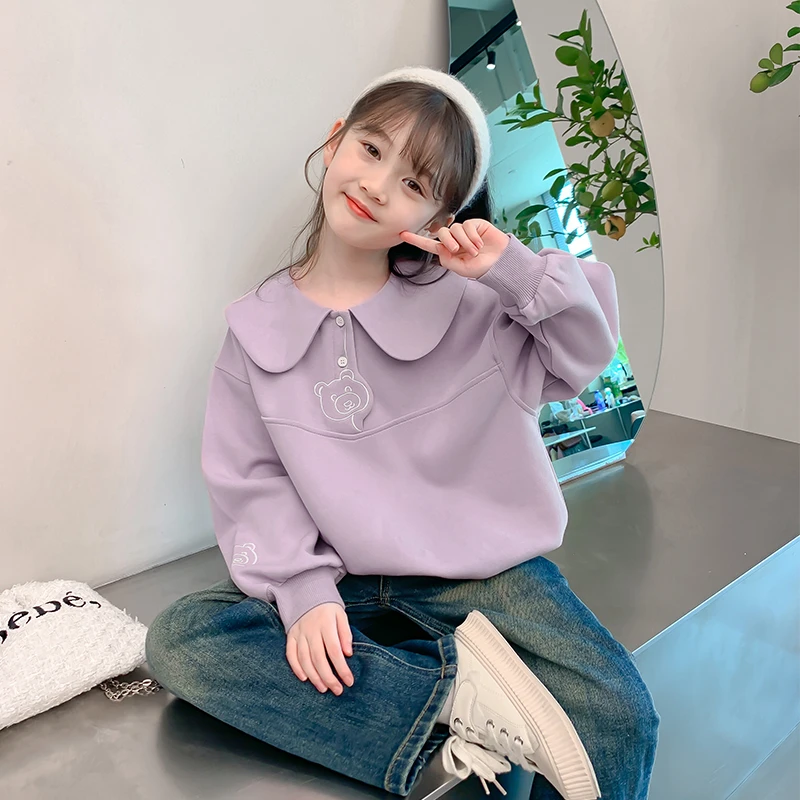 女童卫衣春秋款2024新款学院风儿童长袖POLO衫春装小女孩洋气上衣