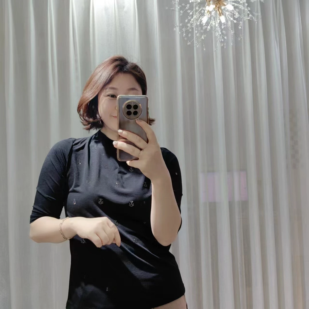 泡菜船图中袖凉快弹力小衫T (祐祐女装）