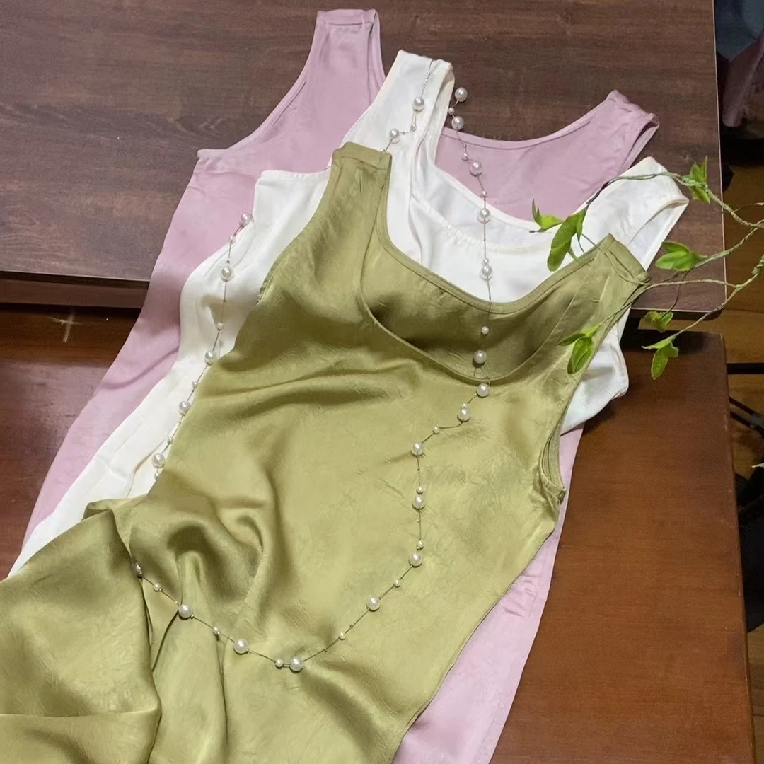 【新中式·莫等闲】 夏季百搭宽肩带吊带裙复古时尚无袖连衣裙背心裙