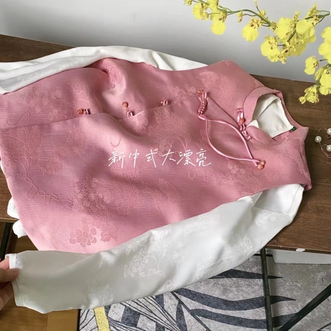 【新中式.馋葡萄】国风提花斜门襟立领马甲女秋冬古风女士百搭背心