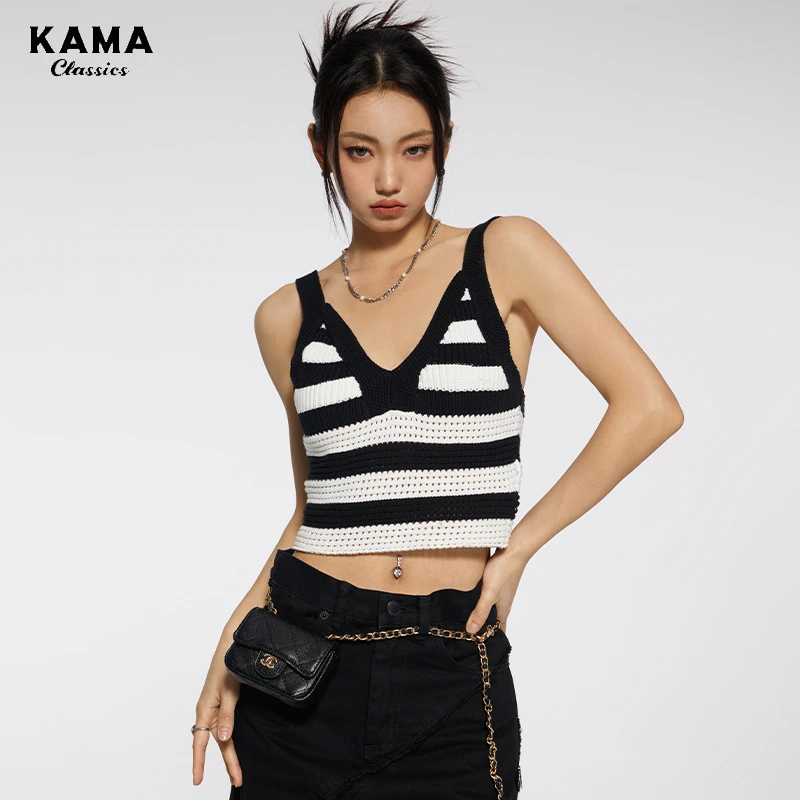 【商场同款】KAMA卡玛夏季新款 法式田园风 毛织背心7223973