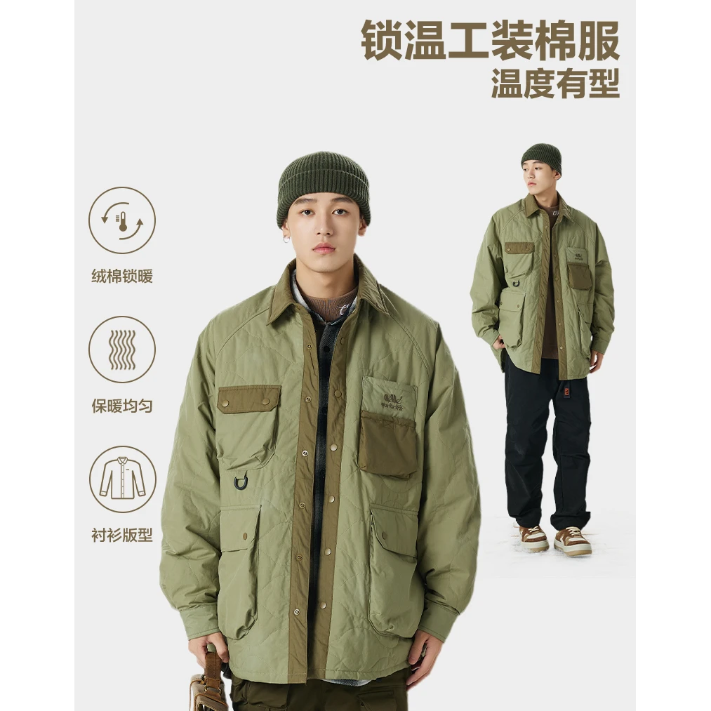 KAMA卡玛2025春季新款衬衫版工装棉服2423702
