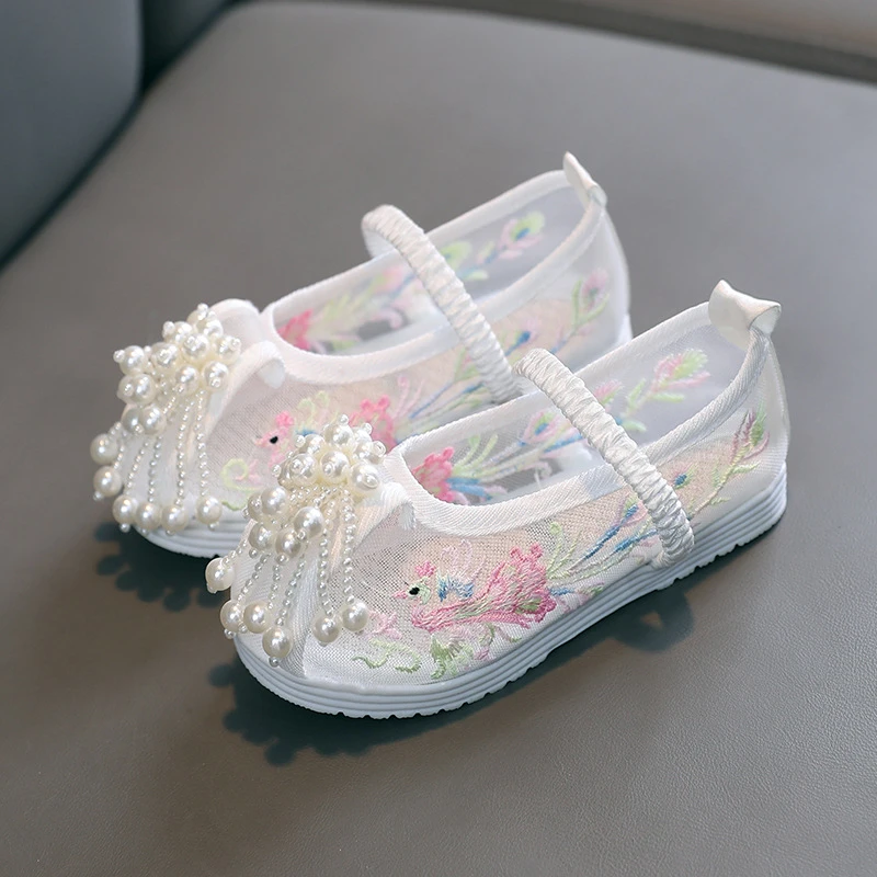 女童网鞋透气汉服鞋古风绣花鞋宝宝古装鞋新中式马面裙童鞋儿童潮