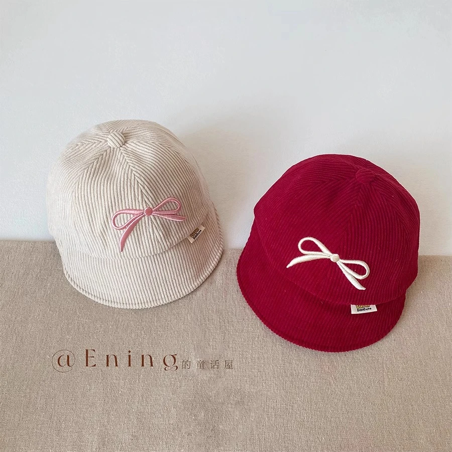 婴幼儿童灯芯绒帽子大檐春秋冬季女宝宝鸭舌帽遮阳小月龄外出棒球