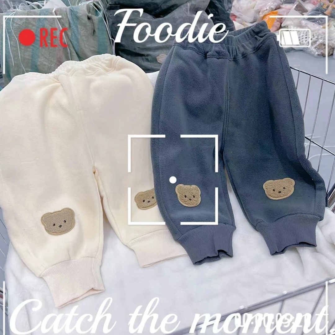 兮兮家裤脚小熊奥利绒暖暖裤（6502)