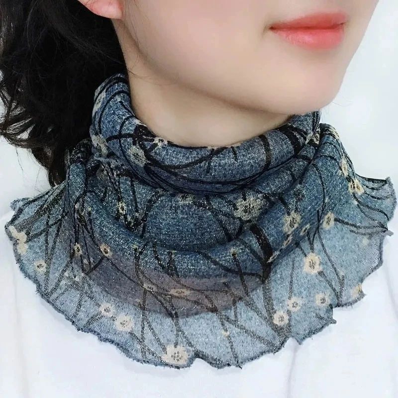 甲状腺围脖女套头夏季百搭假领薄款丝巾护脖子护颈脖套围巾三角巾