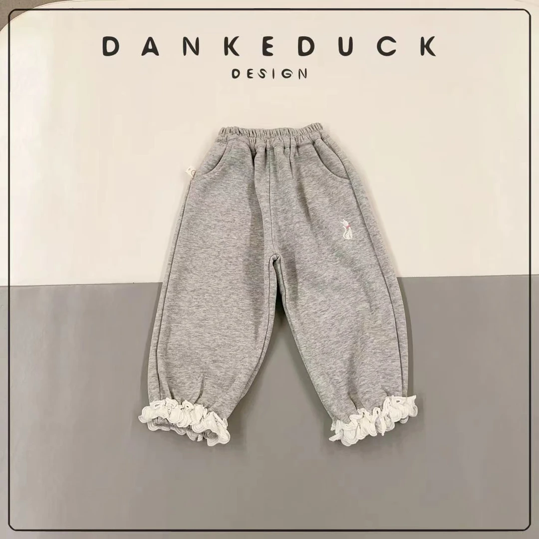 B-40277-女宝宝春秋款24新款裤子蕾丝花边女孩休闲裤