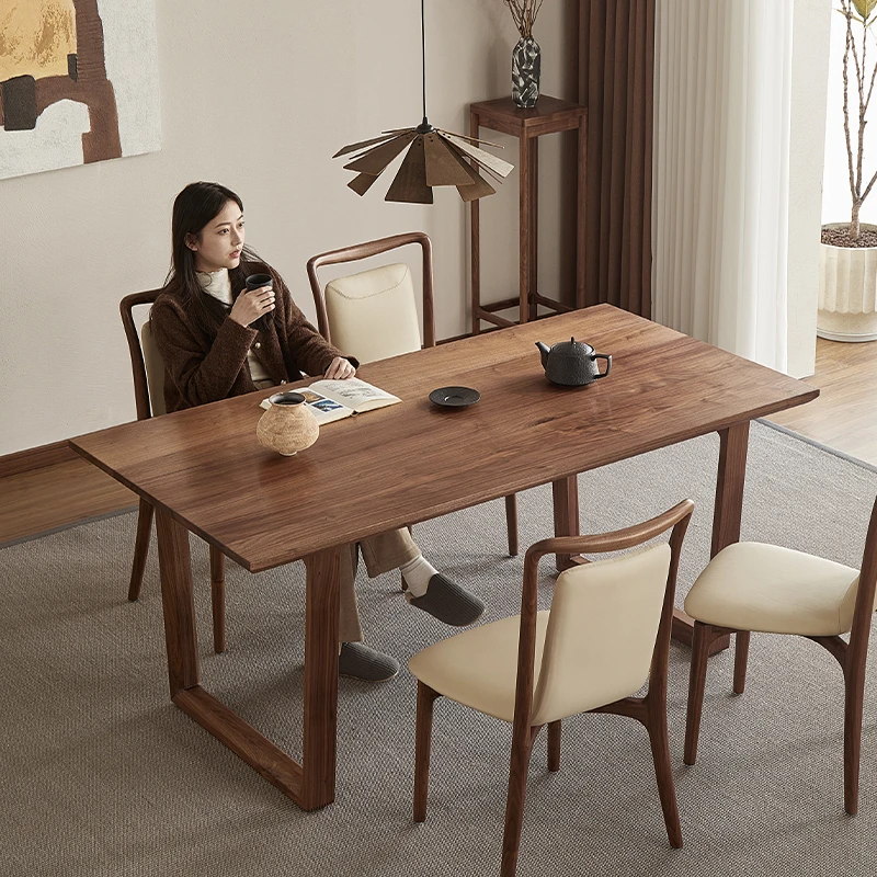 北美黑胡桃木实木餐桌长方形桌子家用饭桌大板桌茶桌莫比恩工作台