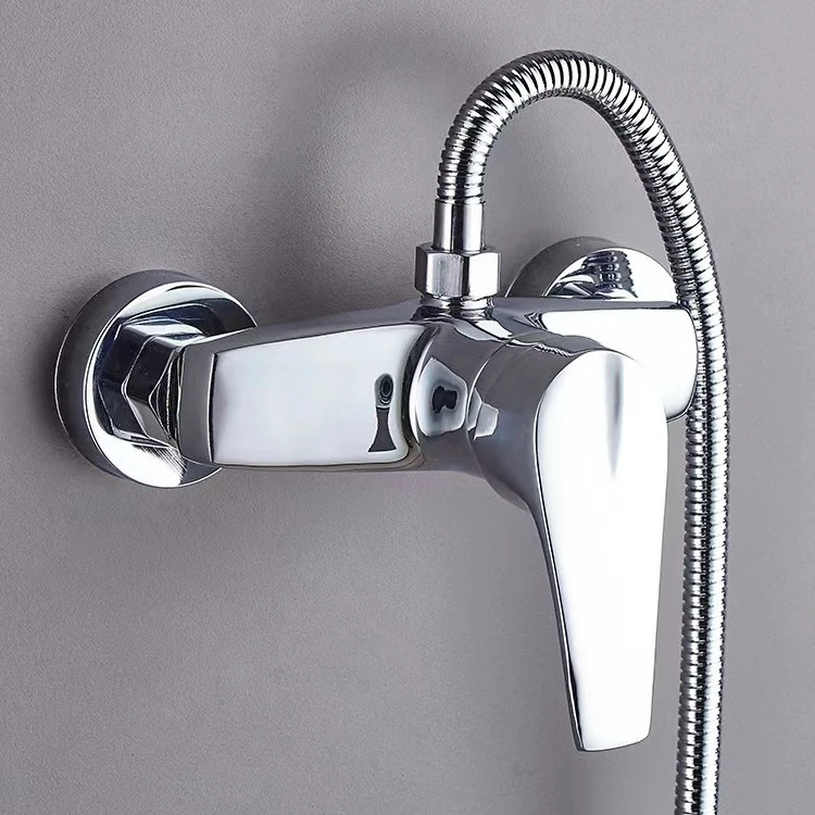 简易淋浴花洒套装冷热混水阀全铜主体一体式四分口喷头整套角阀