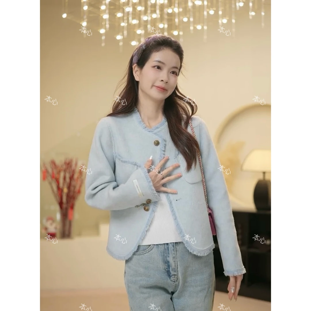 【本心专属】2024秋装早秋短款小香风双面羊毛大衣8368