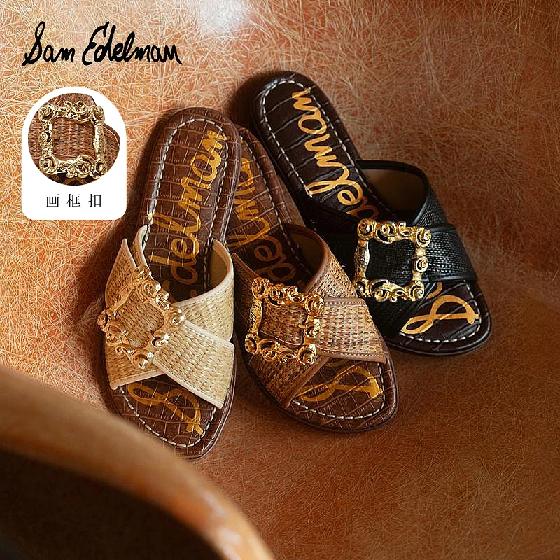 【蔡甜心专属】SAM EDELMAN夏季新款休闲风方扣沙滩拖鞋女GRACYN