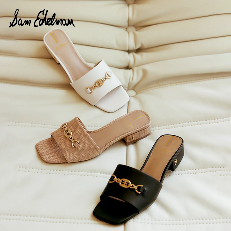 【妃鱼专属】SAM EDELMAN夏季款优雅低跟复古一字拖鞋女DAPHNA