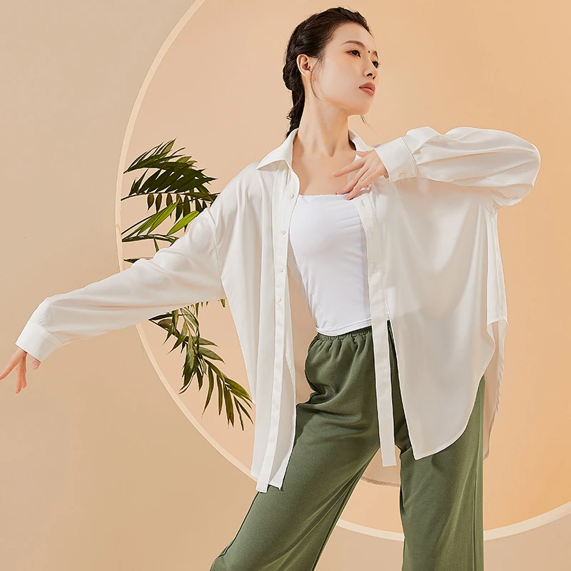 现代舞衬衣舞蹈练功服宽松上衣女流行舞训练服古典舞演出服装长