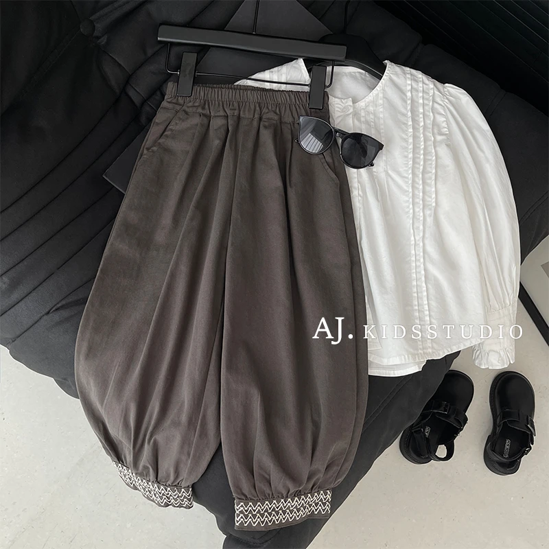 Q【现货】阿卷秋装儿童裤子休闲裤简约洋气宽松日常裤子MPG5111