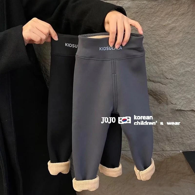 韩国童装女童加绒打底裤2025秋装新款洋气修身加厚保暖鲨鱼裤长裤