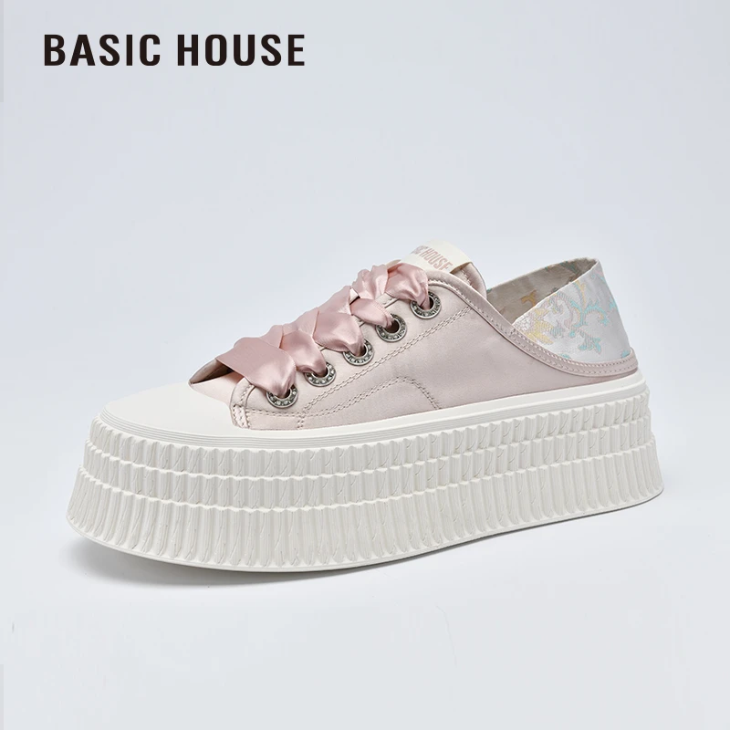 BASIC HOUSE女鞋时尚百搭透气低帮增高松糕底休闲鞋休闲气质雅丹