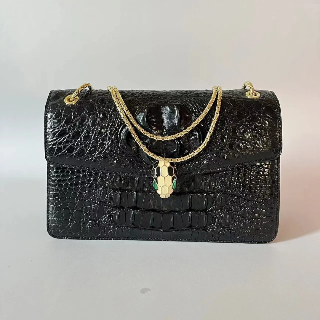 星耀高定鳄鱼皮蛇头链条包女士单肩斜挎手拎包轻奢时尚百搭