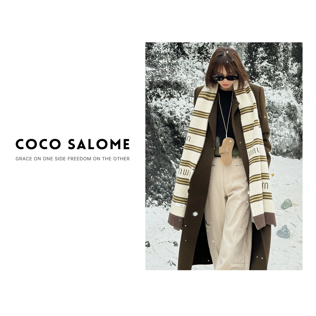 COCOSALOME①【绿野】冬季雅丹老钱风轻奢高级感过年衣服大衣8619