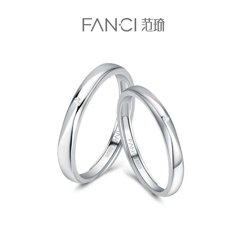 FANCI/范琦 925银合成锆石戒指 洁爱对戒 开口戒指礼物简约设计
