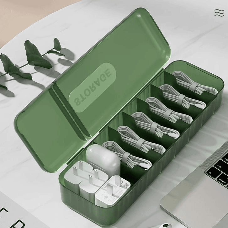 台面集线器充电器电线收纳神器桌面理线盒绕线器带盖数据线收纳盒