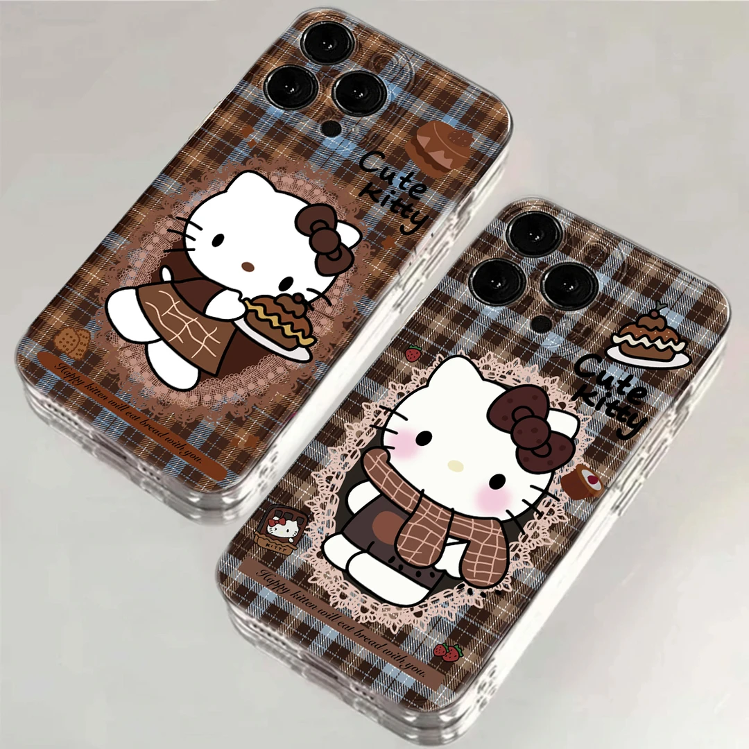 格纹美拉德KT猫iphone15promax苹果12/13/14手机壳11卡通闺蜜xr/x