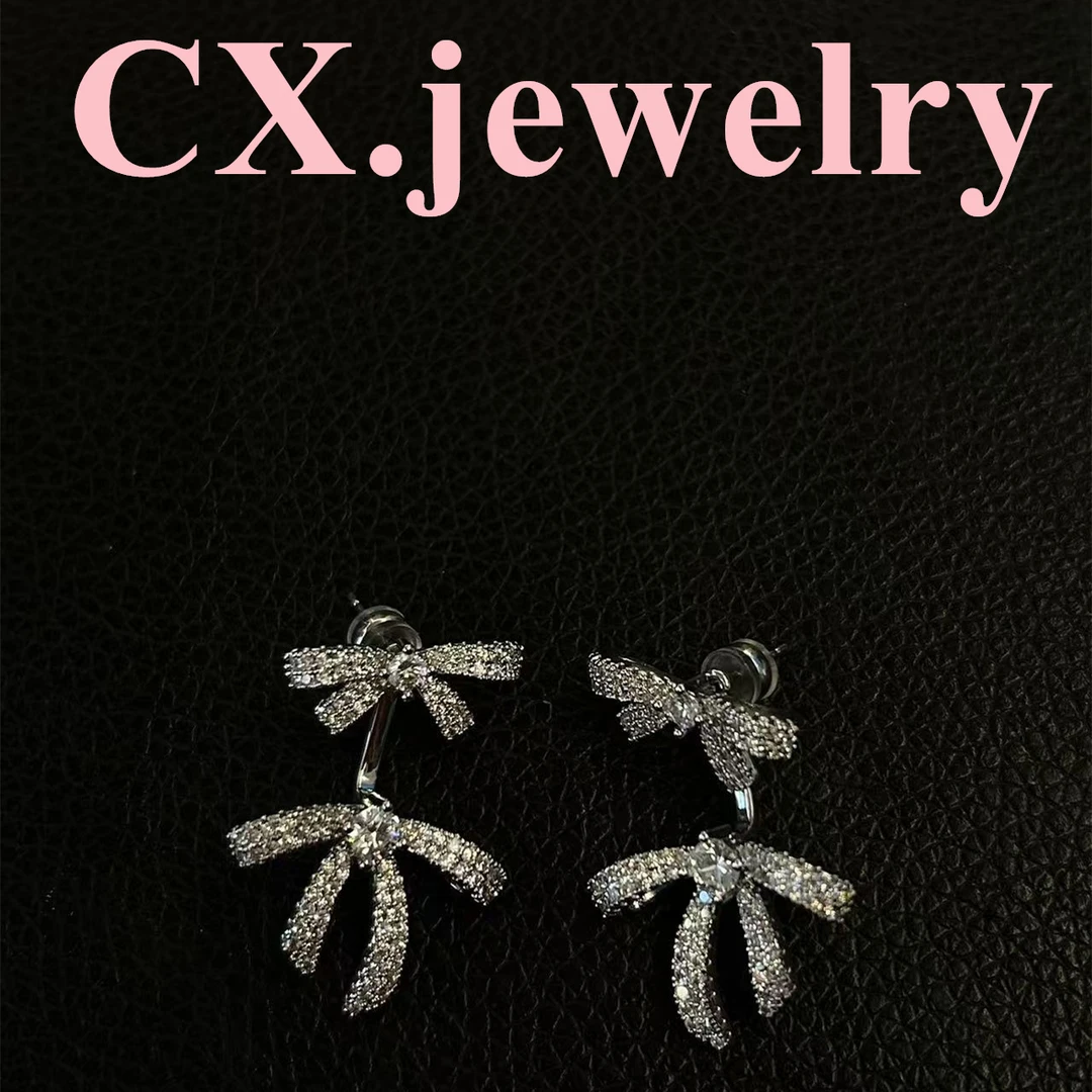 铜合金合成锆石耳饰 蝴蝶结一款两带 8156