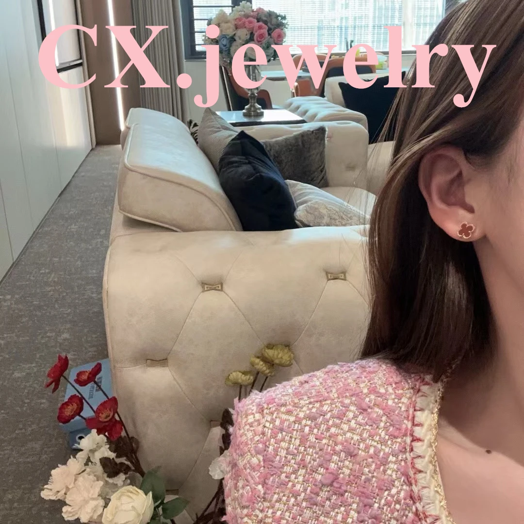 铜合金耳饰 红色花朵耳钉5176