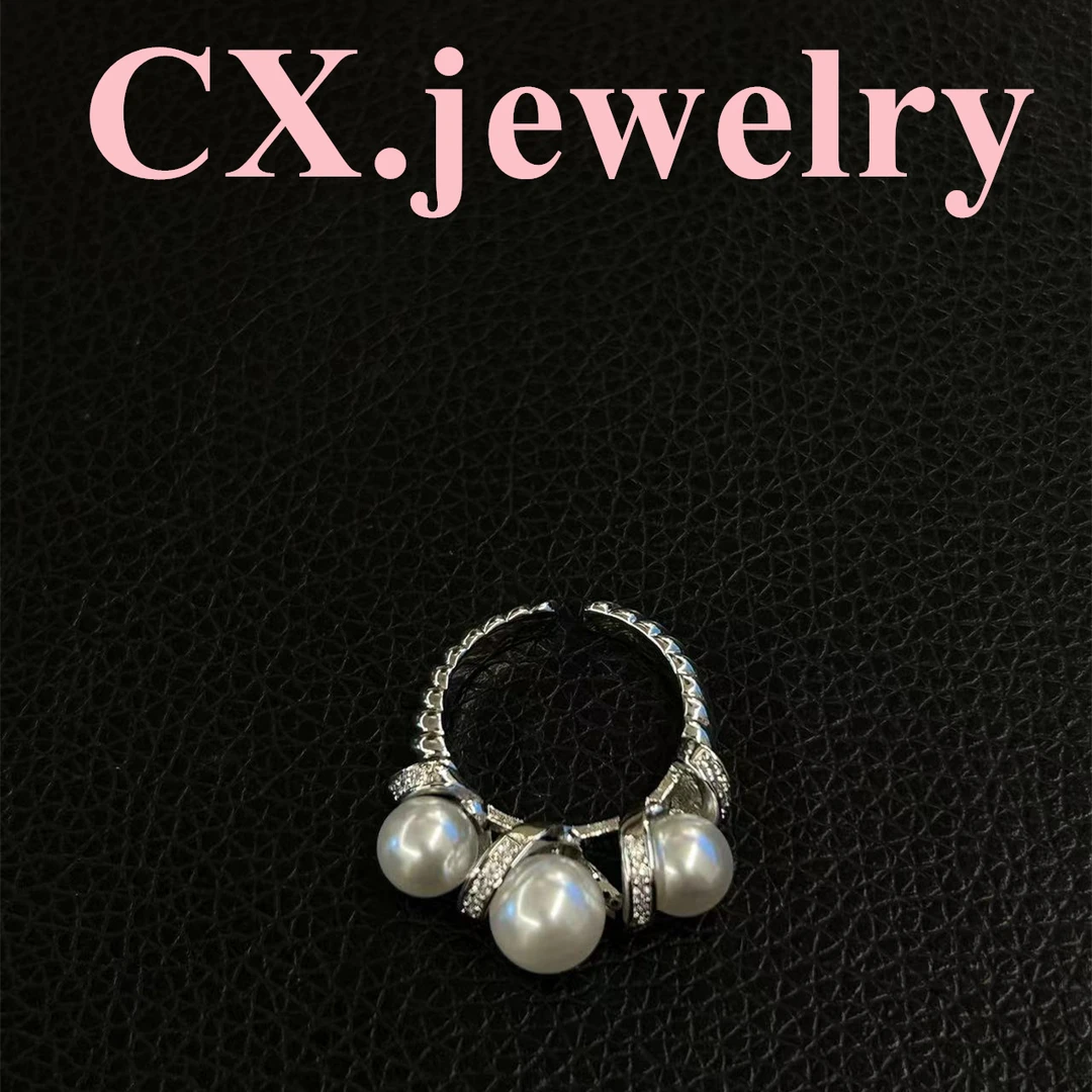 铜合金仿珍珠戒指 银色珠珠戒指2056