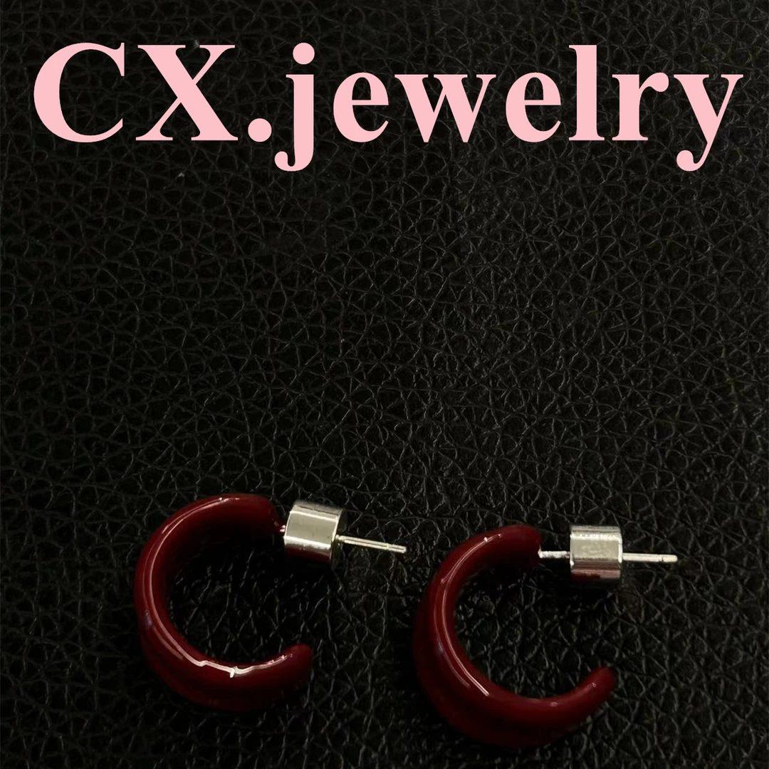 铜合金珐琅耳饰 红色珐琅耳圈5154