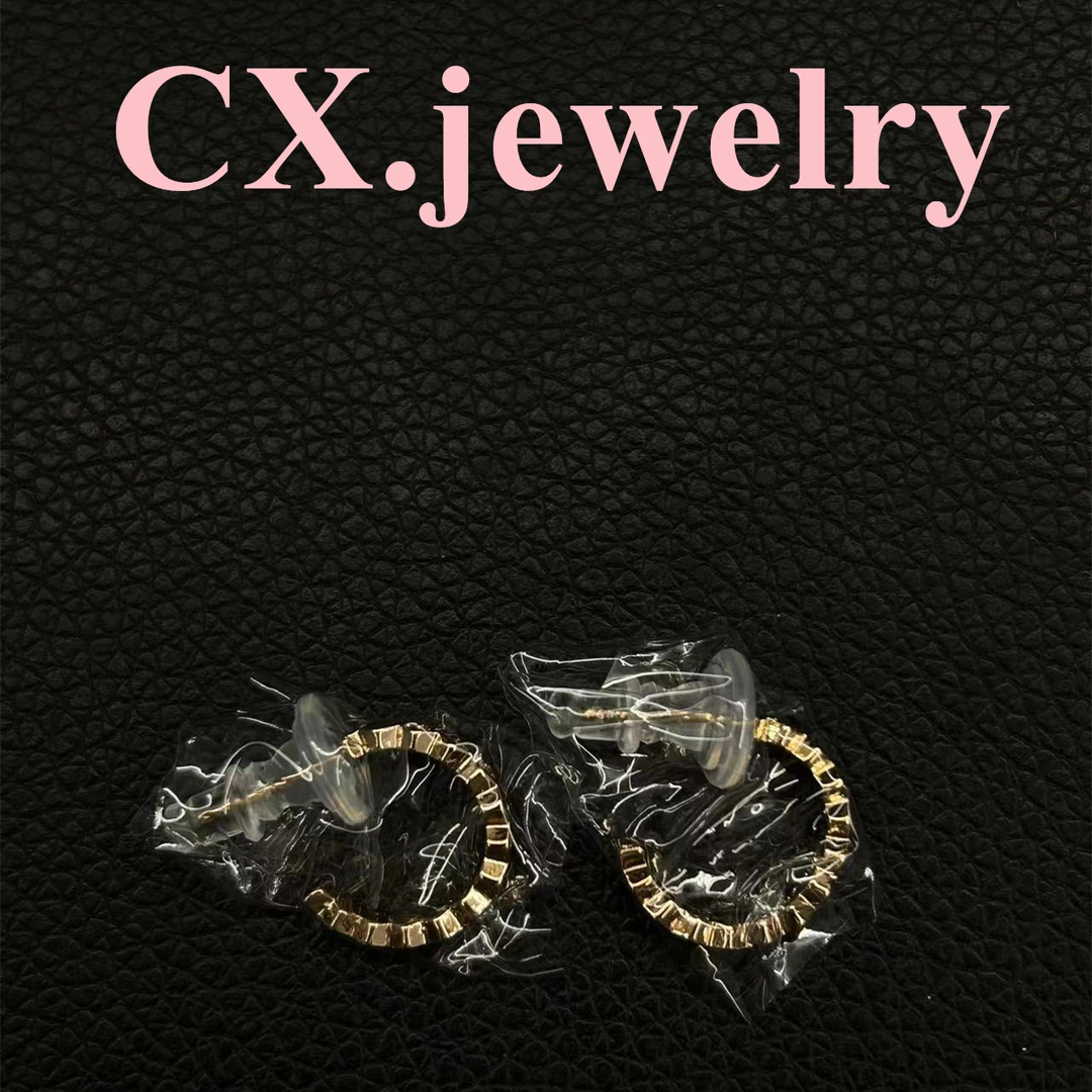 铜合金合成锆石耳饰 香槟金蜂巢耳环5153