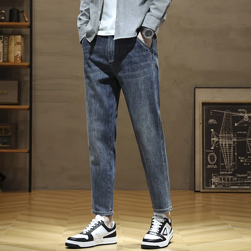 2024新款直筒牛仔裤男夏季款宽松广州新塘九分裤子男休闲男士高端