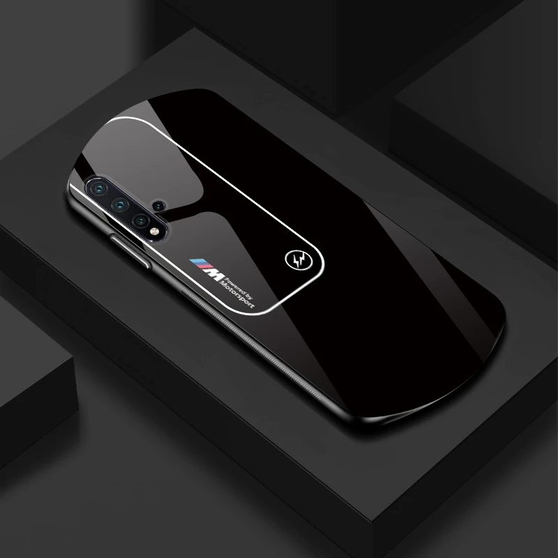 适用【华为Nova5Pro】新款弧形玻璃渐变宝马简约软边商务手机壳