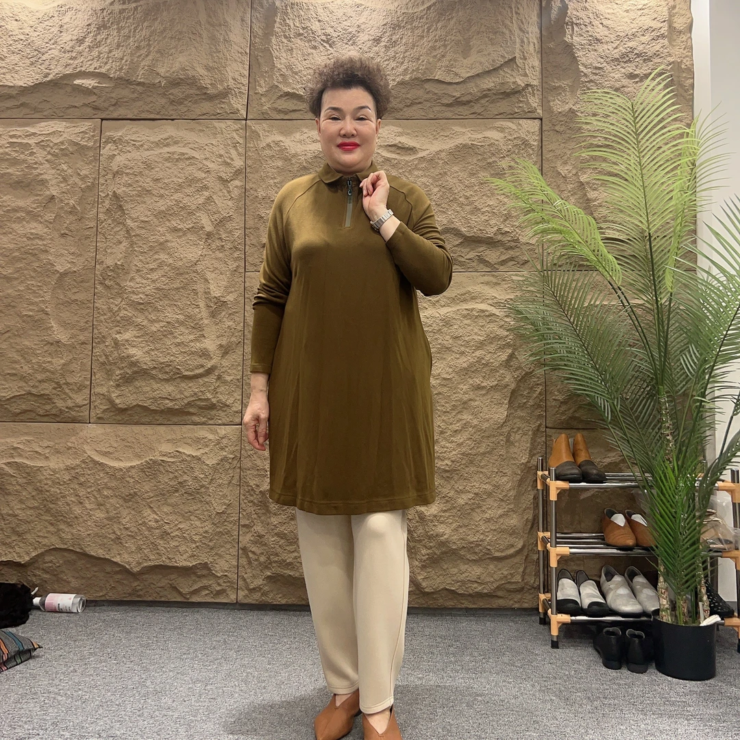 MZRY NIUJIE 2024冬季休闲时尚百搭保暖中长款双面澳绒上衣