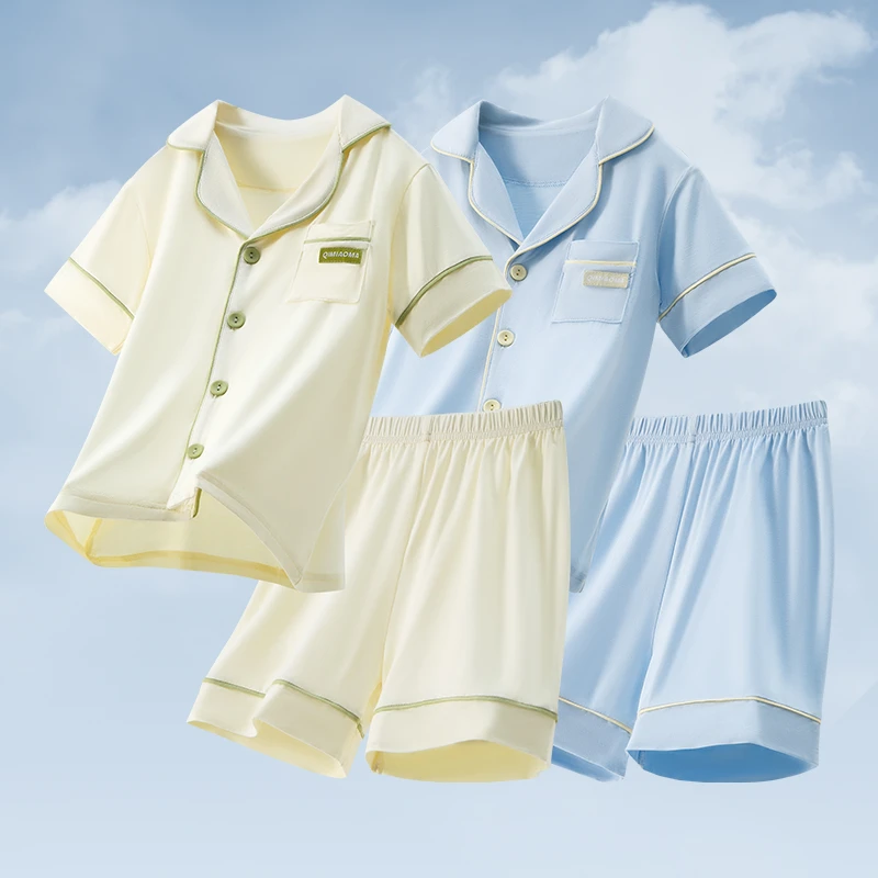 亲子款儿童莫代尔睡衣薄款短袖外穿短裤男童套装女孩空调服暖气房