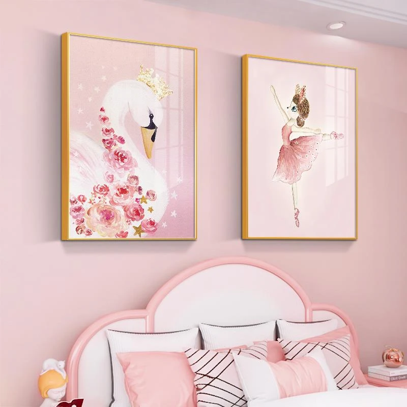 卧室床头装饰画现代简约公主房挂画男孩少女儿童房间动漫卡通挂画
