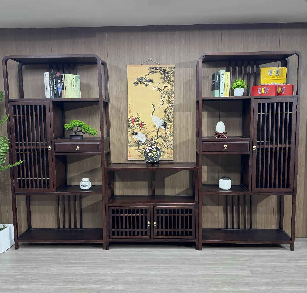 【润丰严选】新中式博古架尚品茶室置物架展示柜客厅隔断多宝阁书架