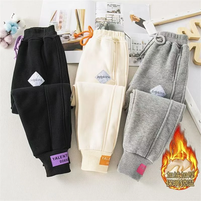 【加绒/不加绒】女童秋冬中大儿童一体绒束脚卫裤儿童加厚长裤子