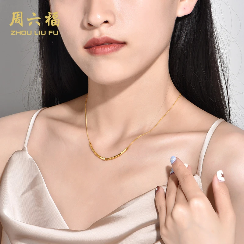 ZHOU LIU FU/周六福 坠链均925银合成锆石 小方糖项链Y6197-主