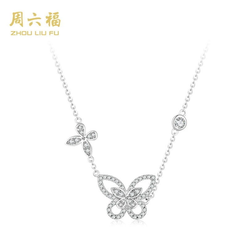 坠链均925银 ZHOU LIU FU/周六福 S925银套链-蝶恋Y6224-主