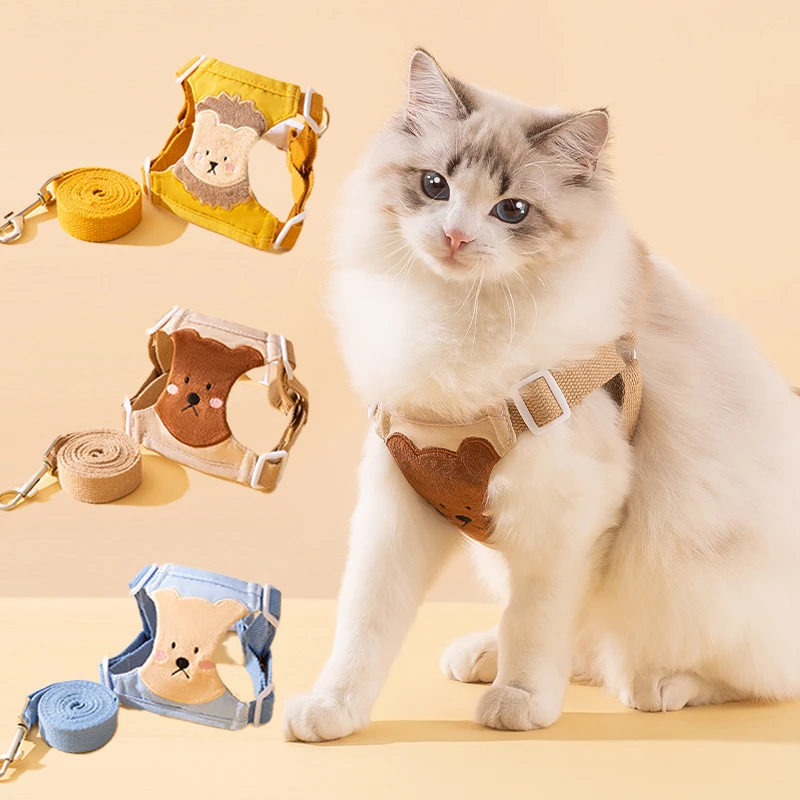 猫咪牵引绳防挣脱外出专用遛猫遛狗绳子背心式猫胸背带衣服猫背带
