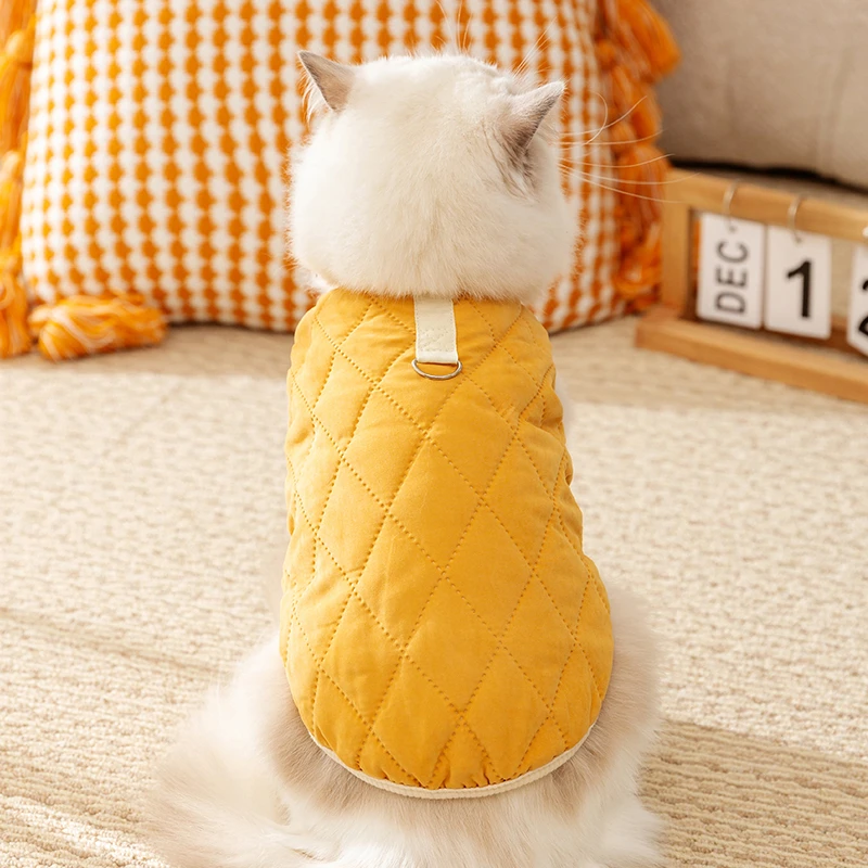 神经猫宠物简约牵引马甲加绒加厚柔软秋冬款舒适衣服比熊泰迪博美