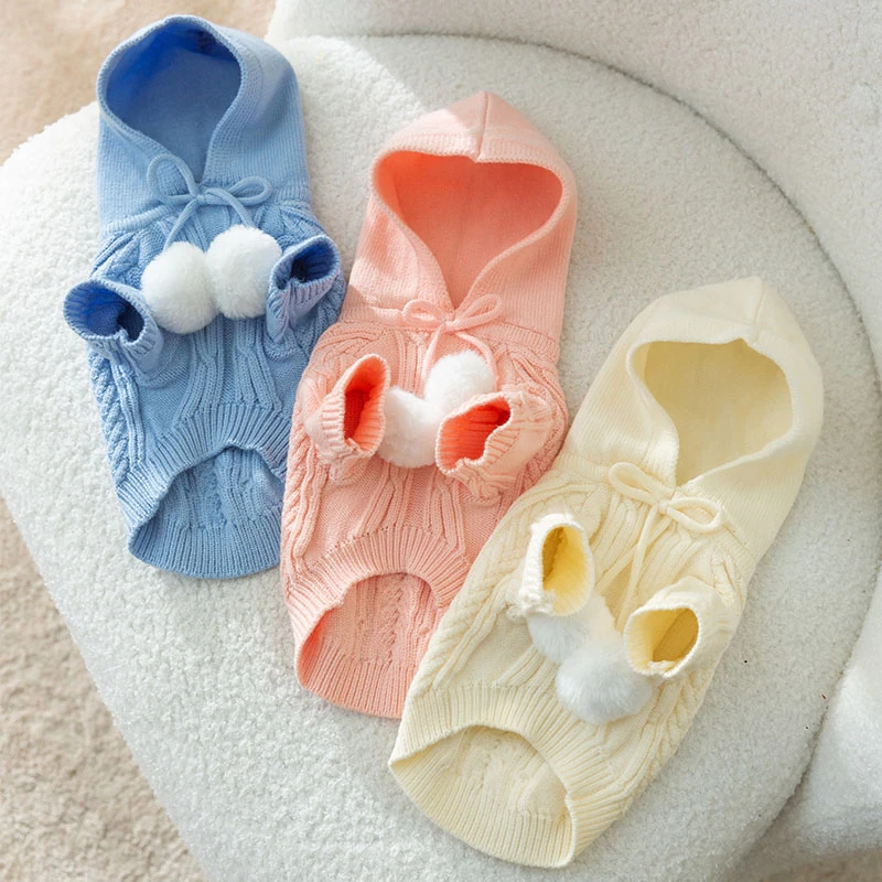 连帽针织衫宠物小狗狗秋冬毛衣泰迪比熊博美猫咪小型幼犬冬天衣服